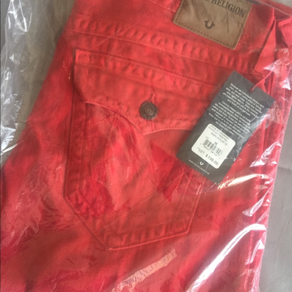 True Religion Ricky Red Straight Jeans